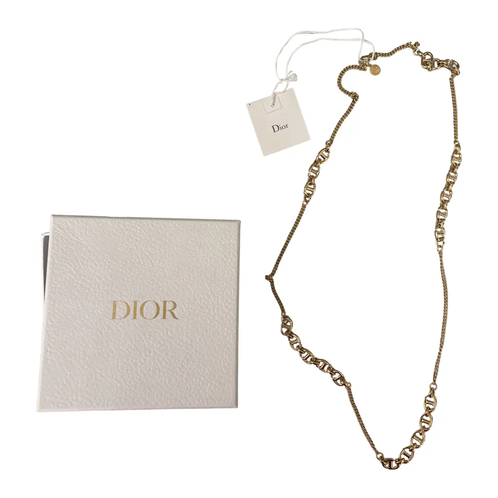 Dior CD Navy Necklace Gold Never worn, with tag - Front View