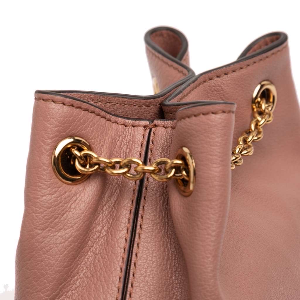 Chloé Mini Buffalo Leather Horse Medal Bucket Bag Pink Leather Never worn - Back View