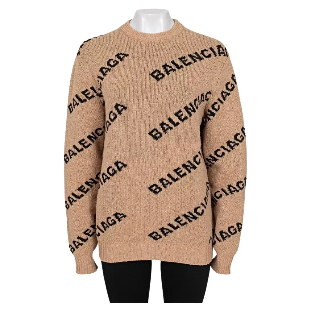 Balenciaga Oversized Sweater Brown Wool Very good - Front View