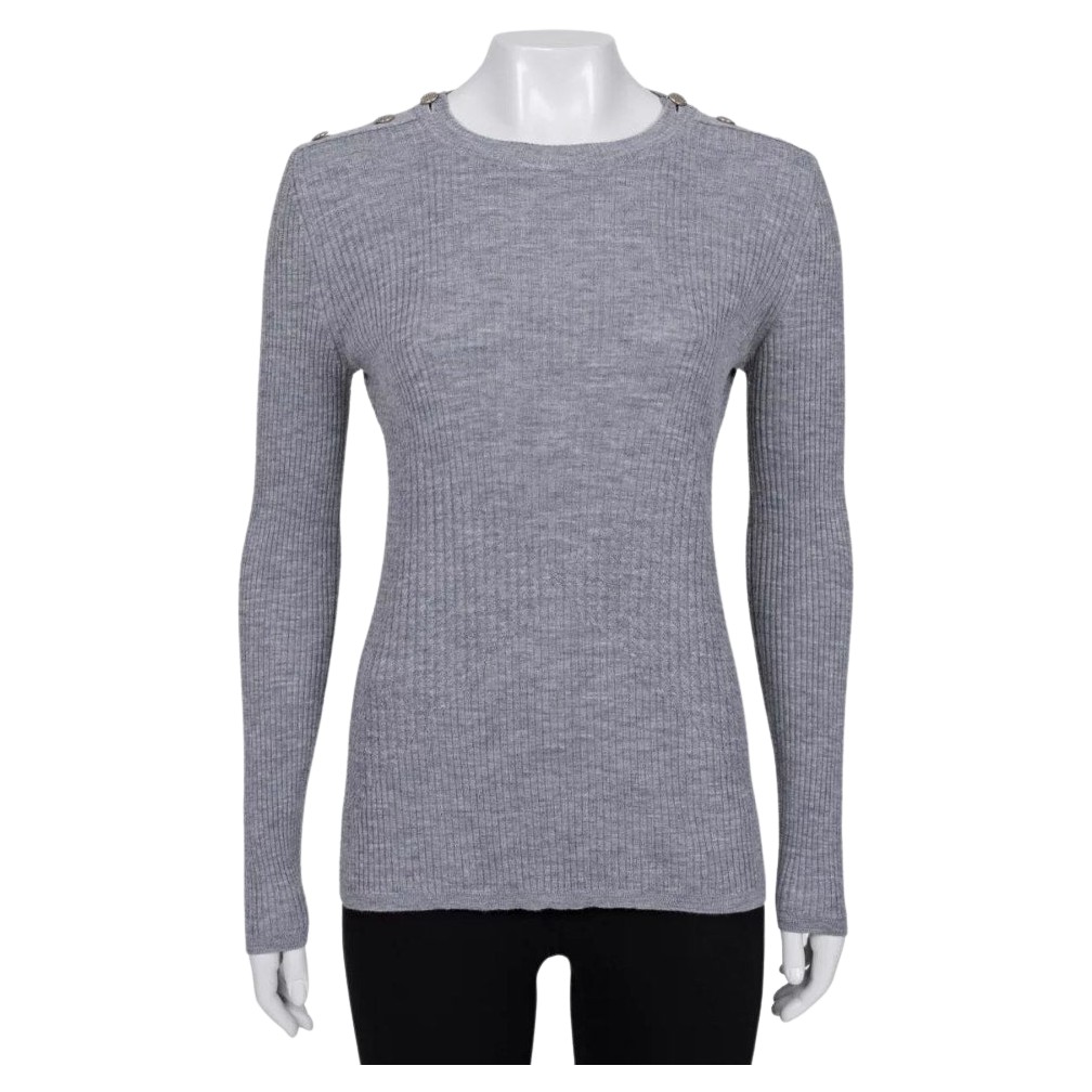 Chanel Fitted Sweater with Signature Buttons