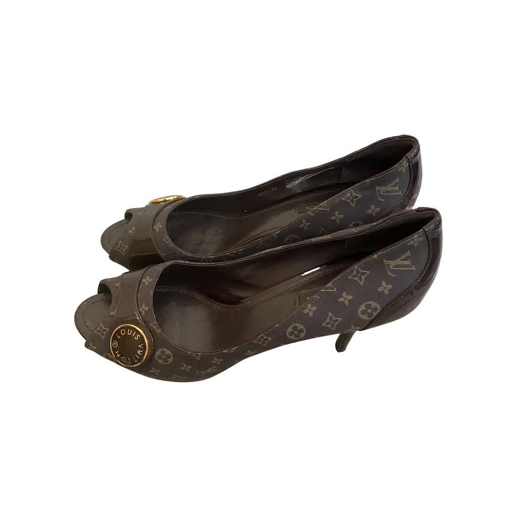 Louis Vuitton Heels Brown Canvas Fair - Front View