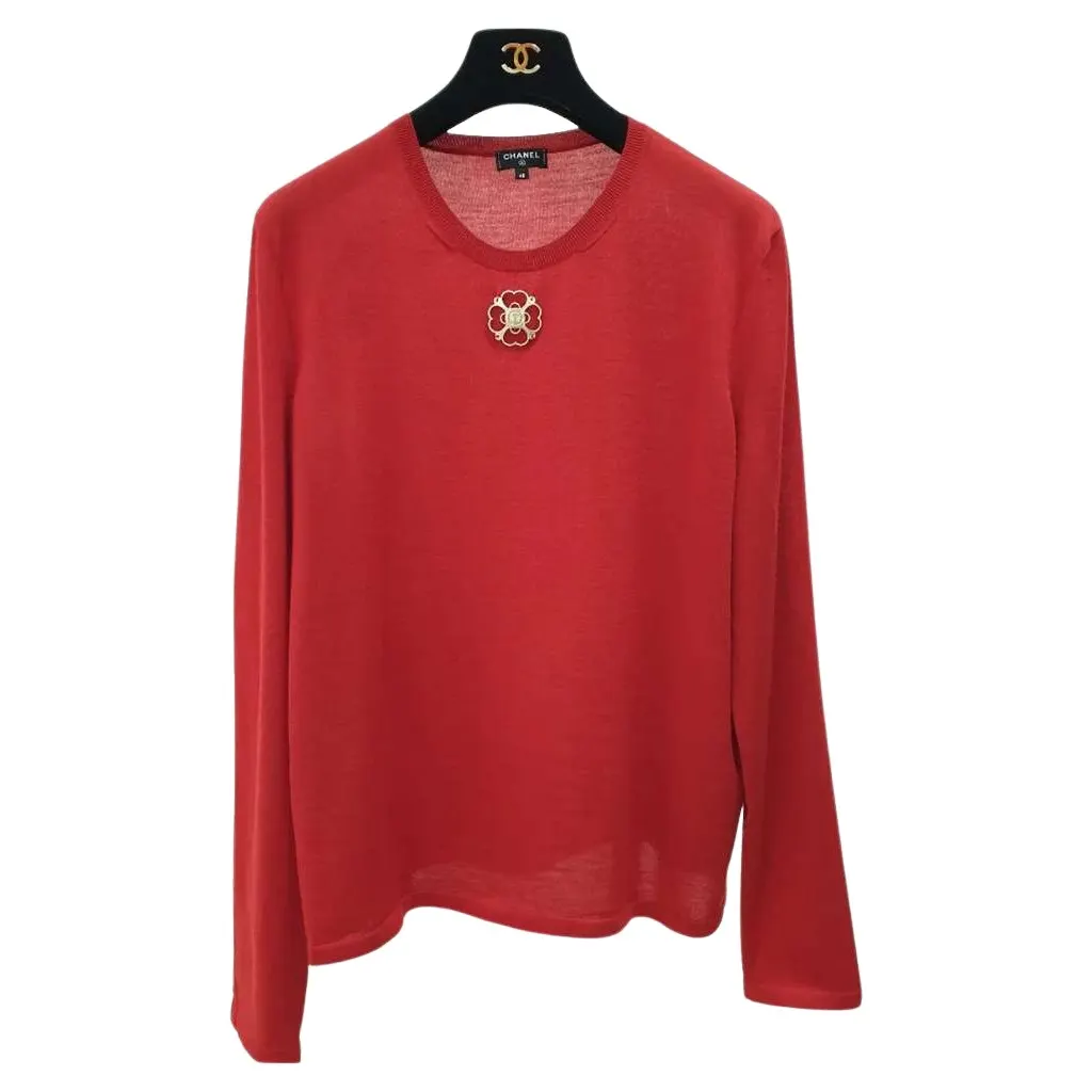 Chanel Jumper Red Cotton Very good - Front View