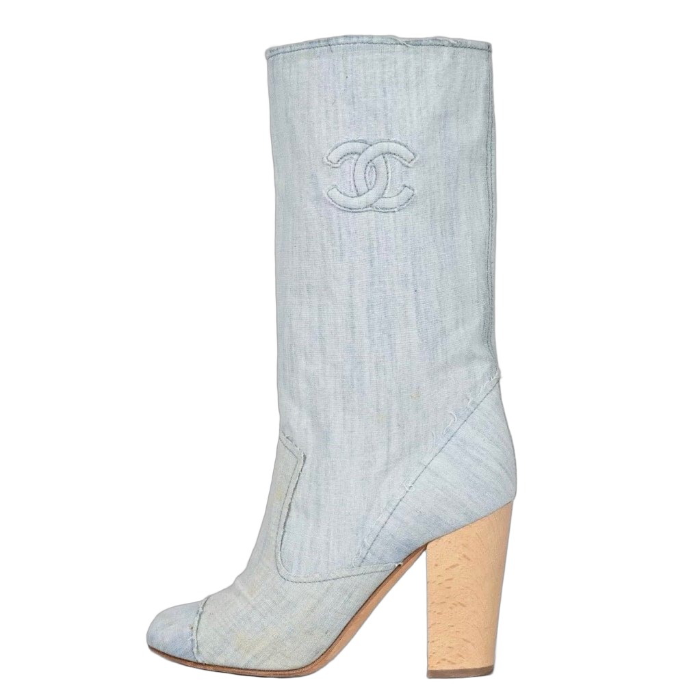 Chanel Chanel Logo Denim Ankle Boots - EU 39.5  Pre-owned