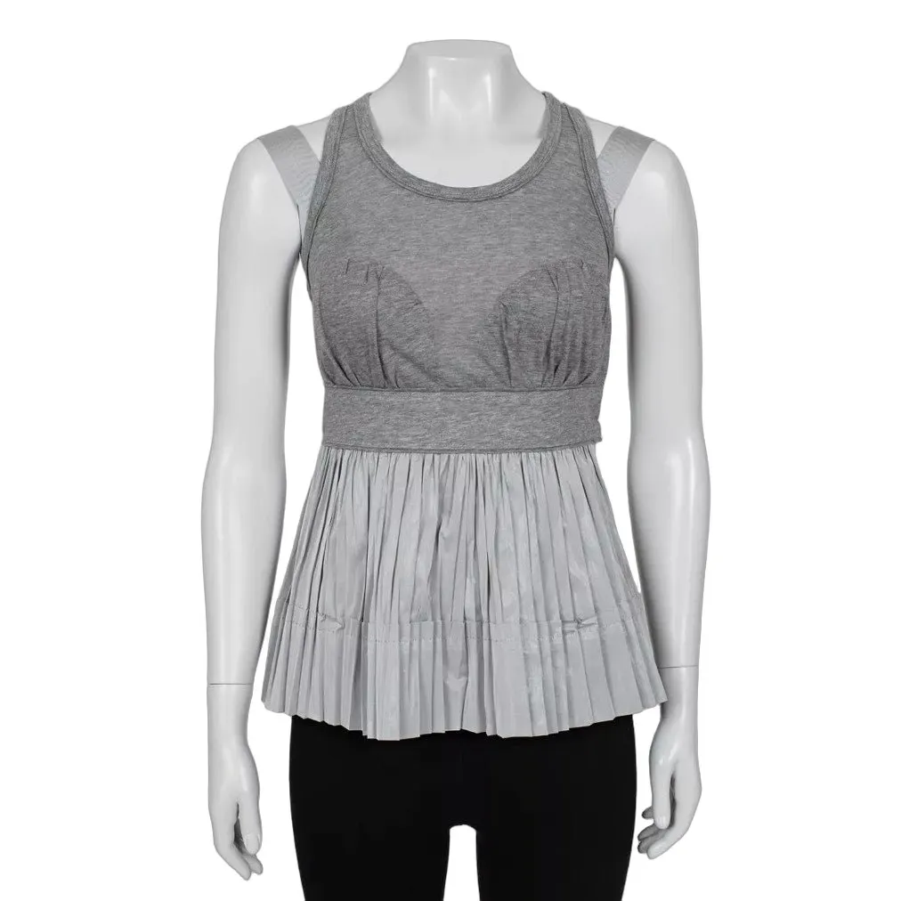 Louis Vuitton Gray Pleated Tank Top - Size 36/S pre-owned Grey Good - Front View