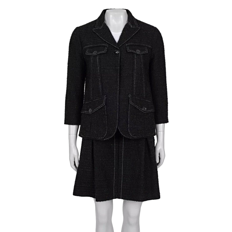 Louis Vuitton Louis Vuitton Brown Tweed Jacket & Skirt Set Sz.38 Pre-owned