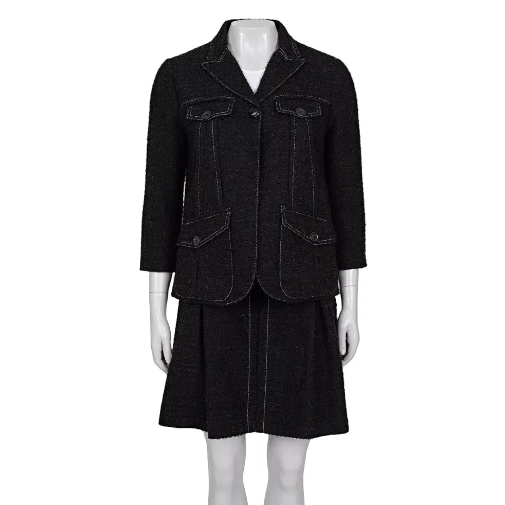 Louis Vuitton Brown Tweed Jacket & Skirt Set Sz.38 Pre-owned Brown Tweed Good - Front View