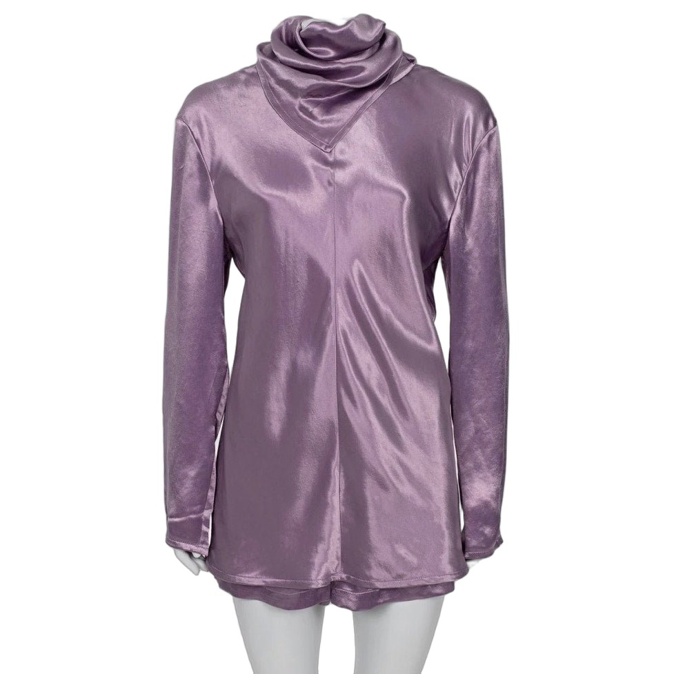Bottega Veneta Bottega Veneta Purple Cupro Shorts & Blouse Set IT42 Pre-owned