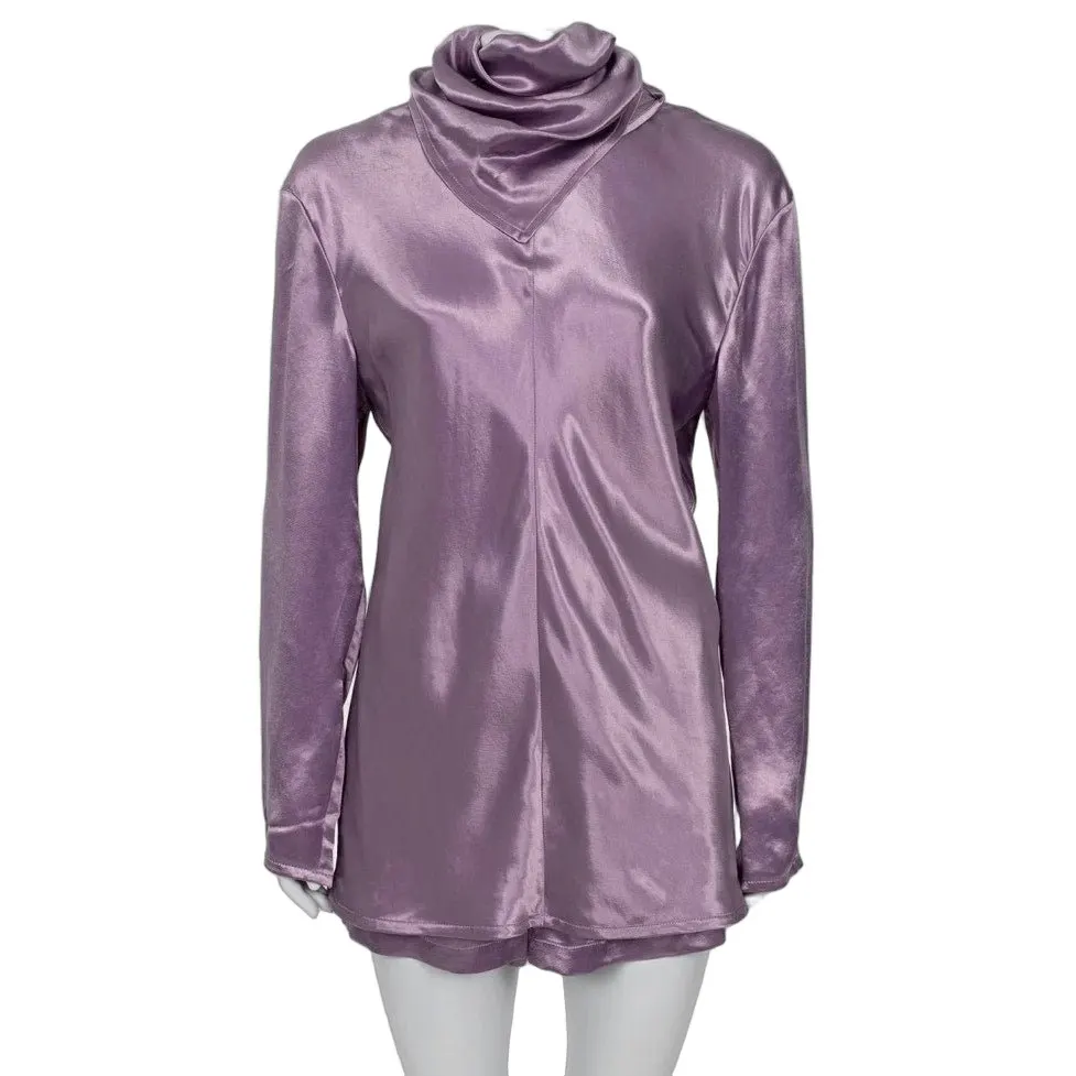 Bottega Veneta Purple Cupro Shorts & Blouse Set IT42 Pre-owned Purple Polyester Good - Front View