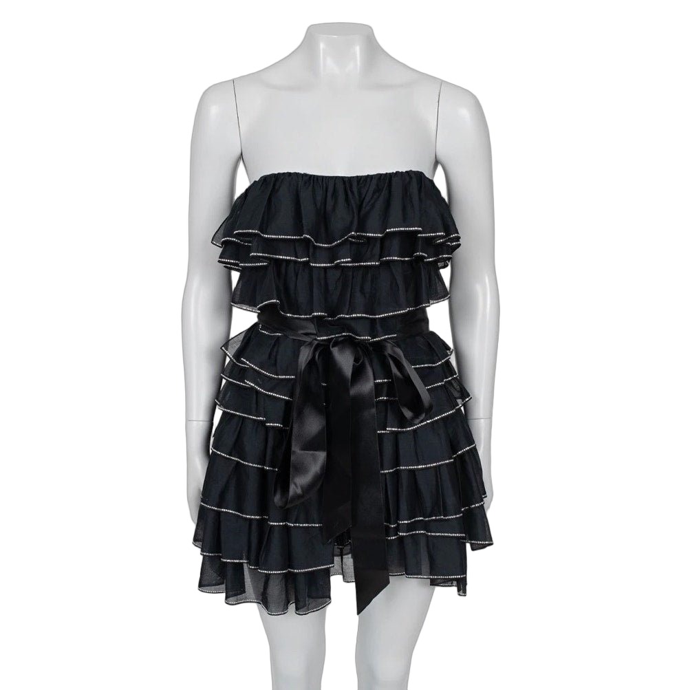 Alexandre Vauthier Alexandre Vauthier Black Crystal Ruffle Mini Dress FR38 pre-owned