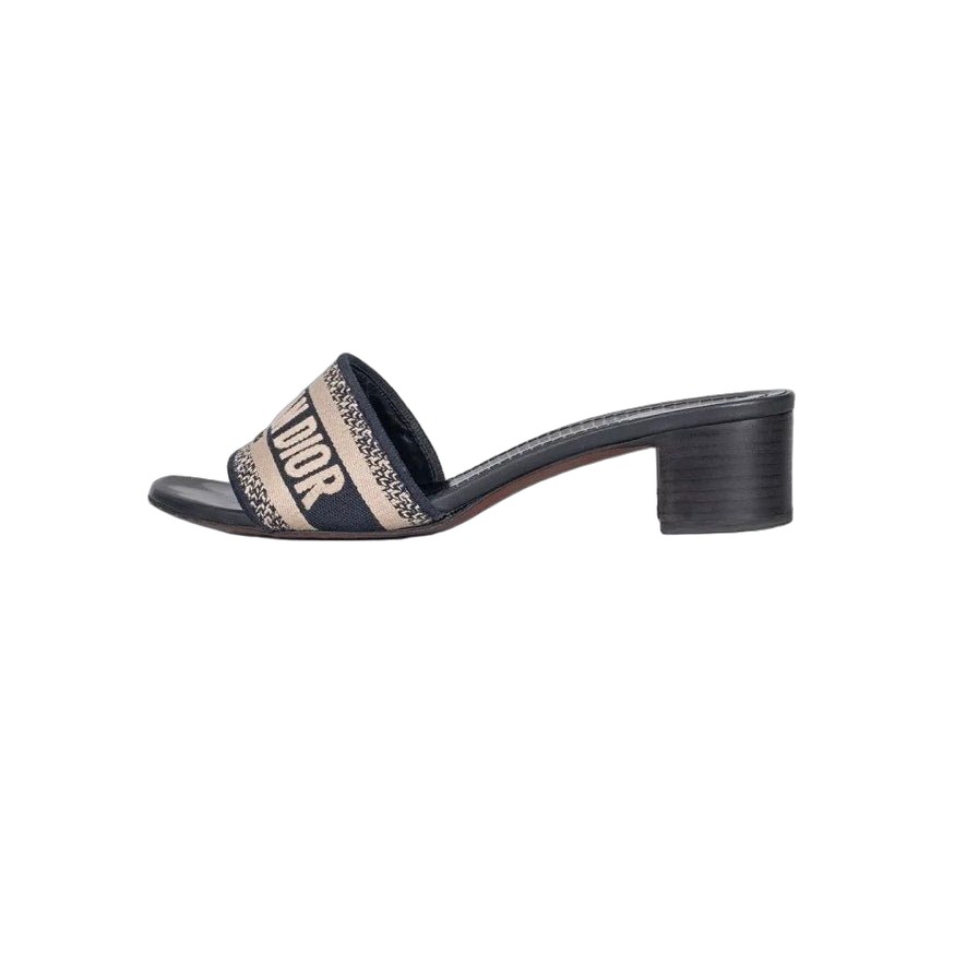 Christian Dior Christian Dior Dway Mules - Black Textile Size 38.5 Pre-owned
