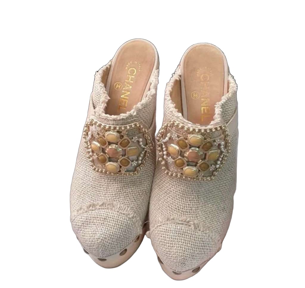 Chanel Shoe Platform Clog Jewel Hardware
