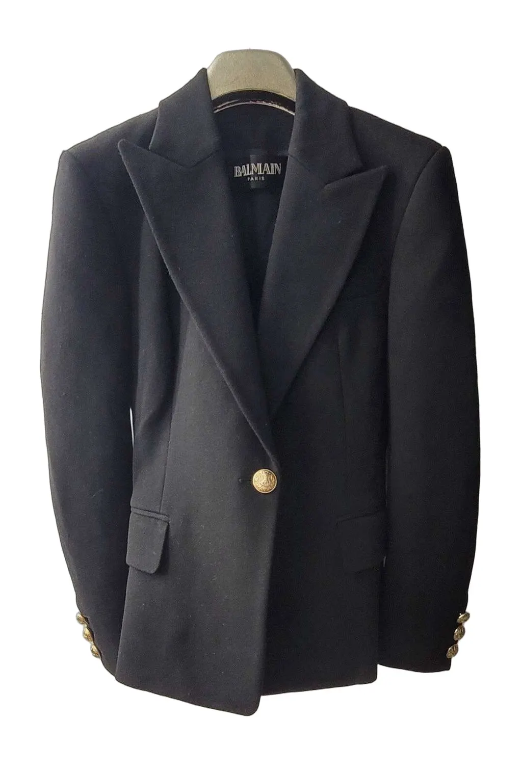 Balmain one button blazer Black Wool Very good - Front View
