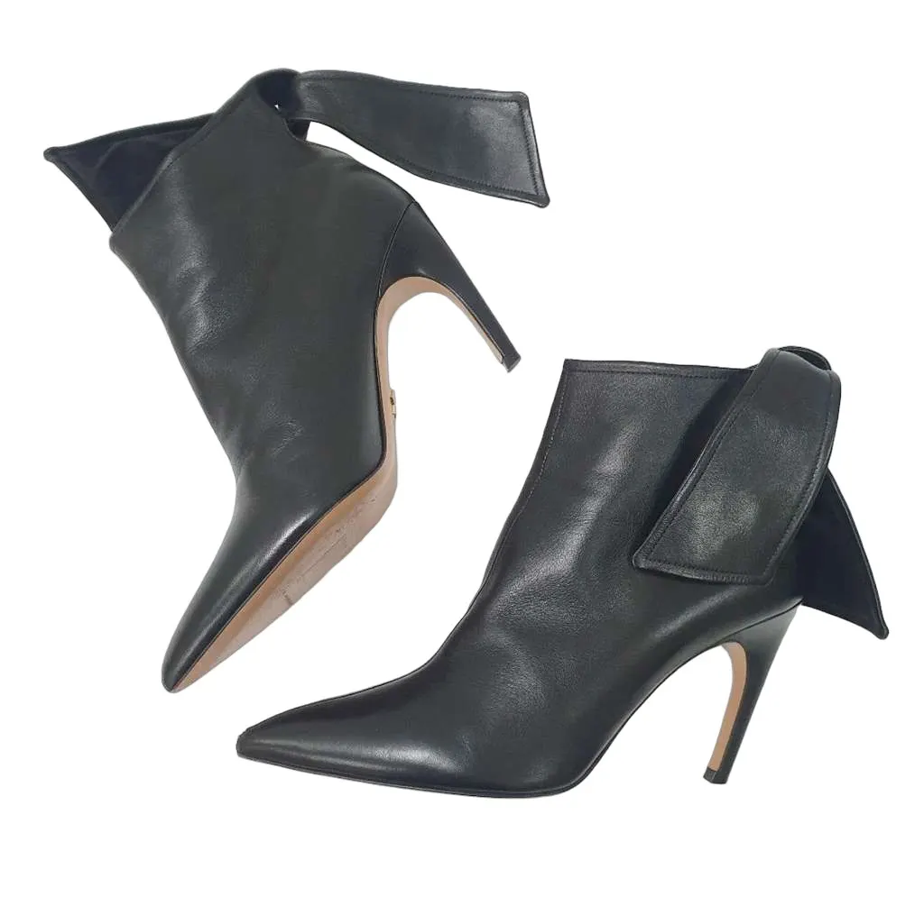 Dior Christian Ties Heels Booties Black Leather Very good - Front View