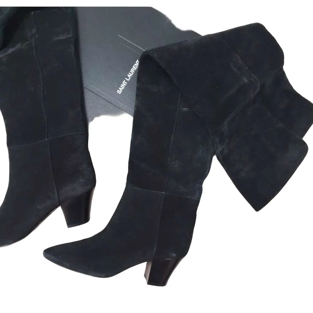 Saint Laurent Boots Black Suede Very good - Front View
