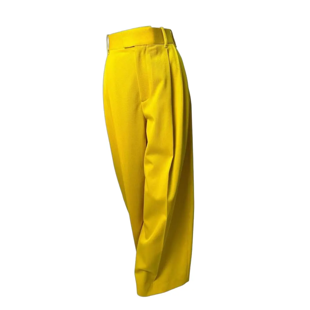 Bottega Veneta High Waisted Trousers Pants Yellow Wool Very good - Front View