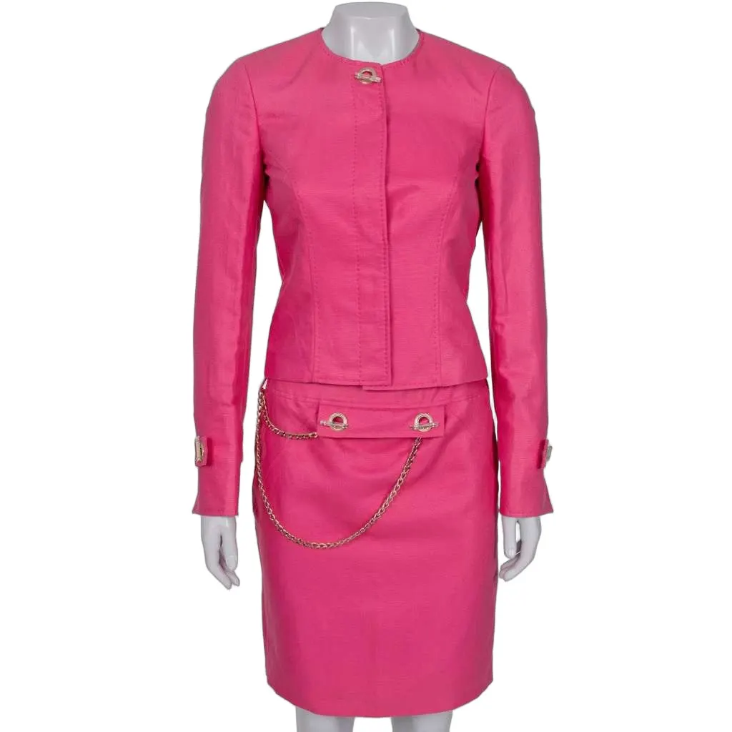 Versace Skirt Suit Pink Cotton Very good - Front View