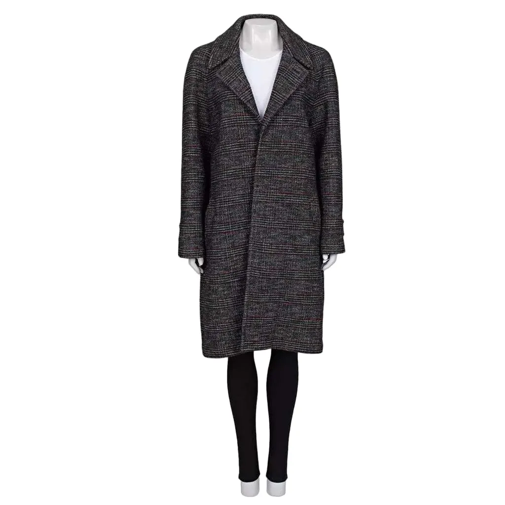 Celine Prince of Wales Check Coat Black Cotton Very good - Front View