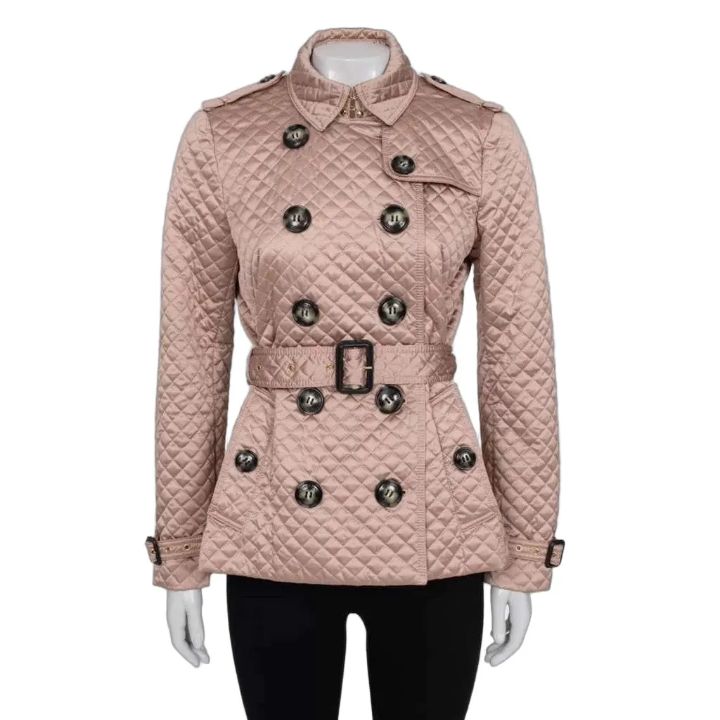 Burberry Quilted Belted Jacket Beige Cotton Very good - Front View
