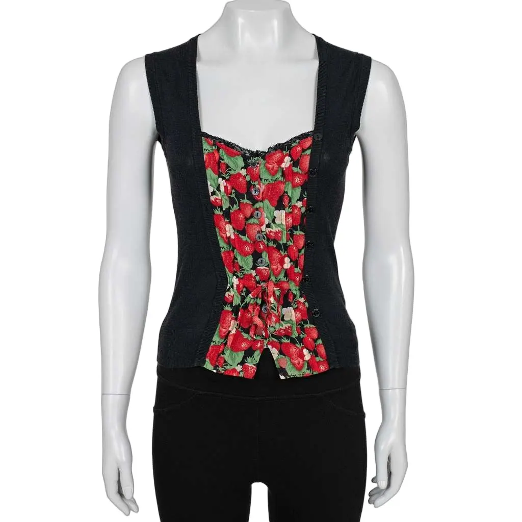 Dolce & Gabbana Button Down Tank Top Black Cotton Very good - Front View