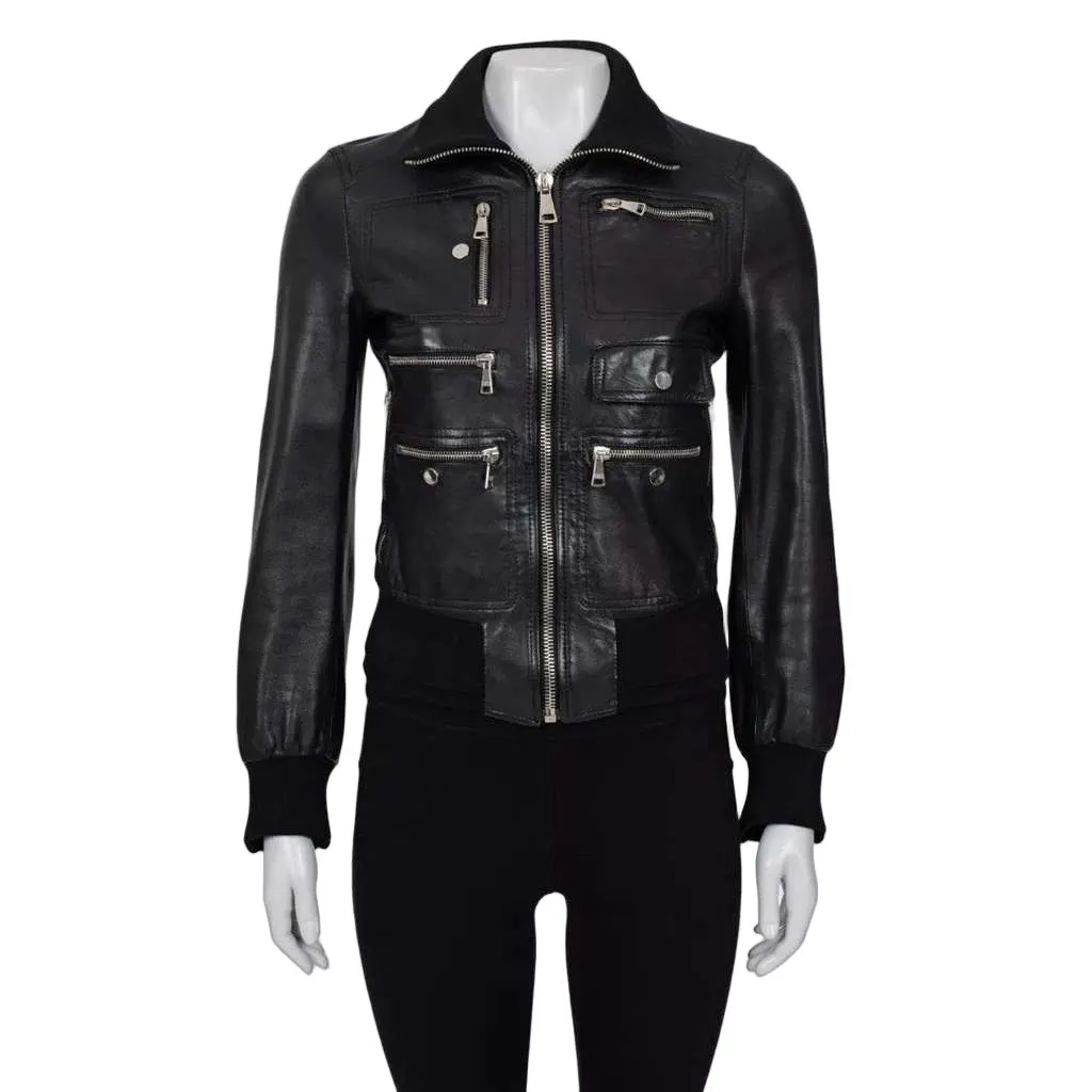 Dolce & Gabbana Jacket Black Leather Very good - Front View