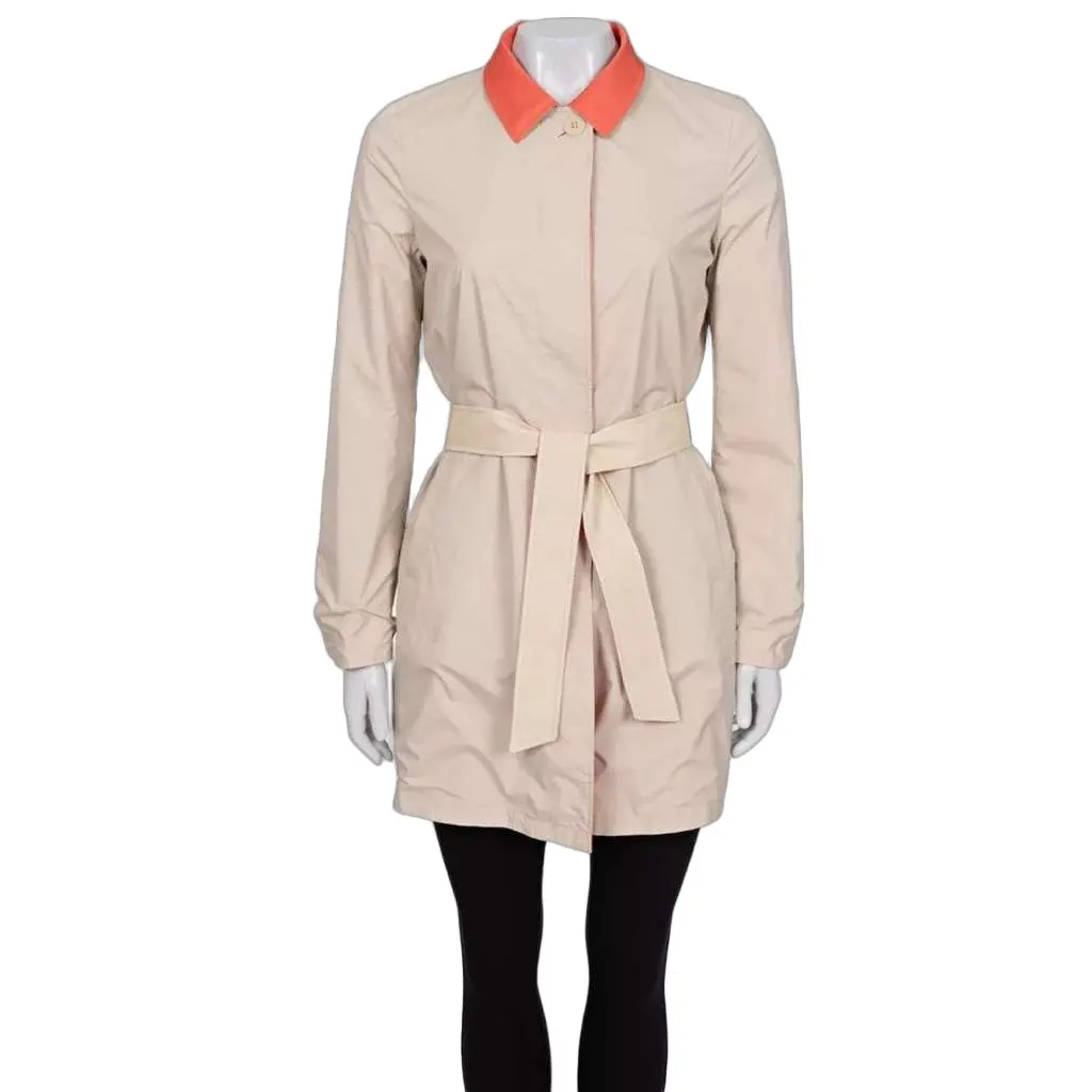 Loro Piana Reversible Buttoned Coat Beige Silk Very good - Front View