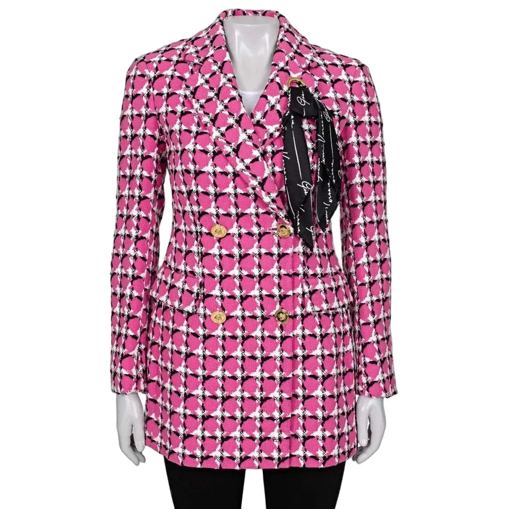 Versace Blend Fitted Buttons Jacket Pink Cotton Very good - Front View