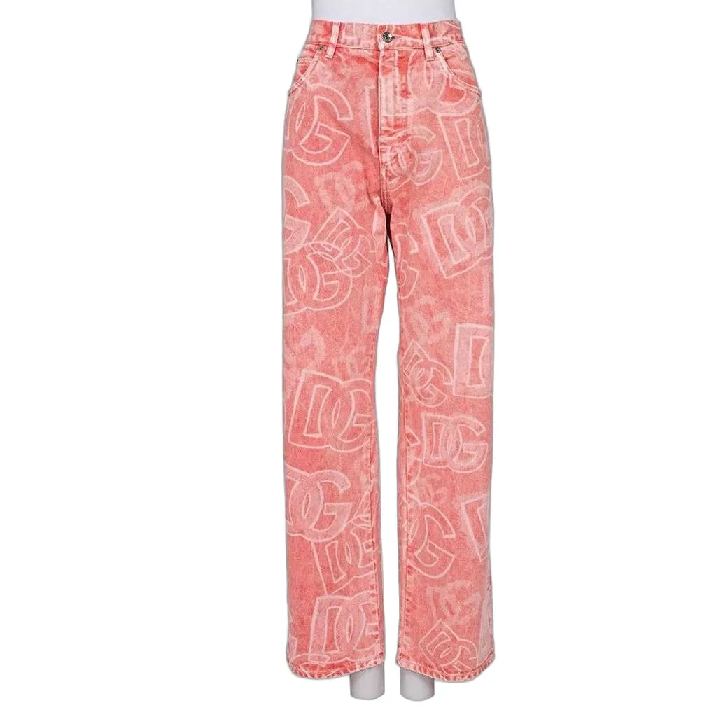 Dolce & Gabbana Printed Jeans | Pink Cotton Very good - Front View