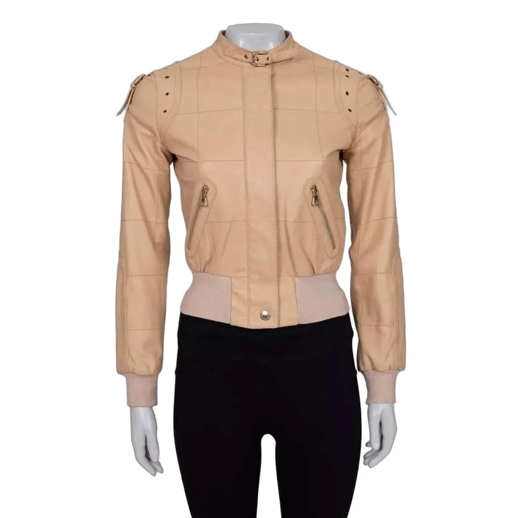 Dolce & Gabbana Jacket Size Pre =owned Beige Leather Very good - Front View