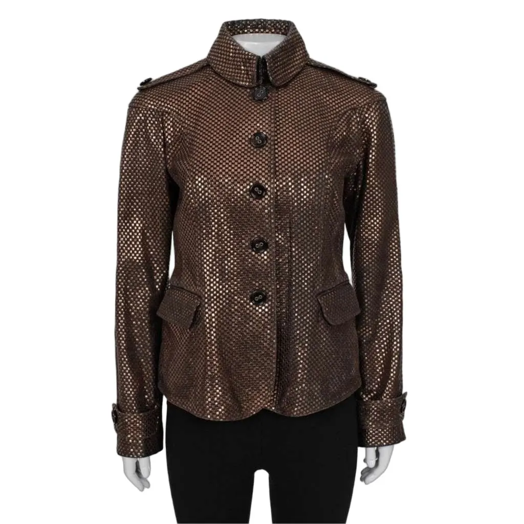 Burberry Jacket Brown Leather Very good - Front View