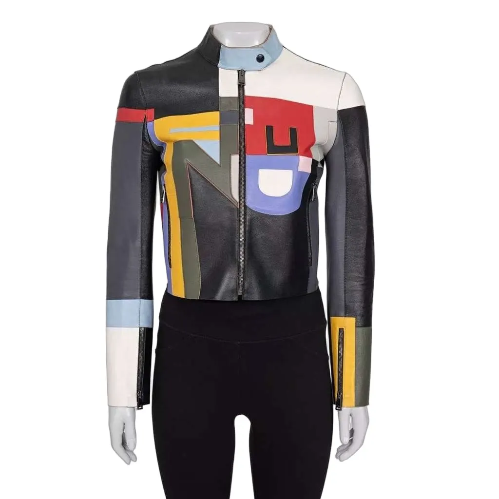 Fendi Cropped Jacket MultiColor Leather Very good - Front View