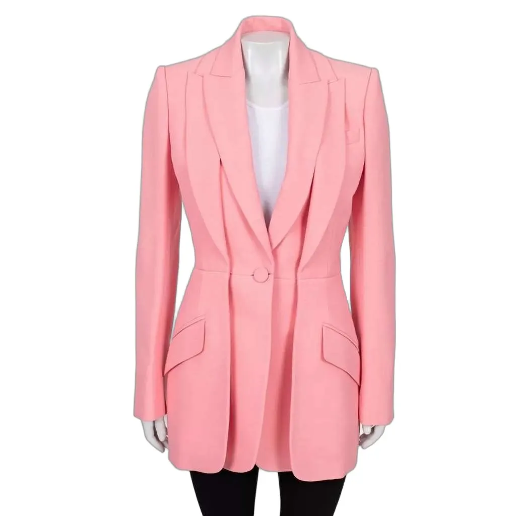 Alexander McQueen Double Collar Blazer Pink Silk Very good - Front View