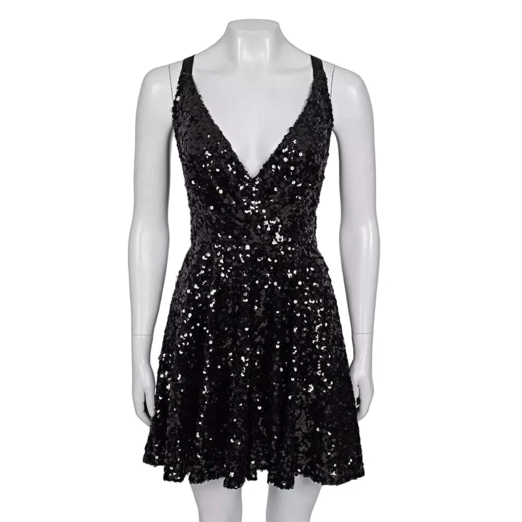 Dolce & Gabbana Sequin Party Dress Black Cotton Very good - Front View