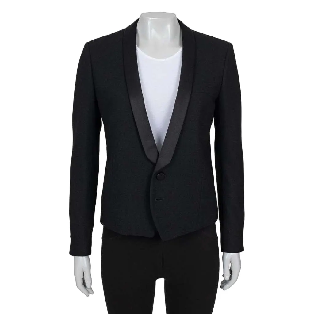 Saint Laurent Jacket with Lapels Black Silk Very good - Front View
