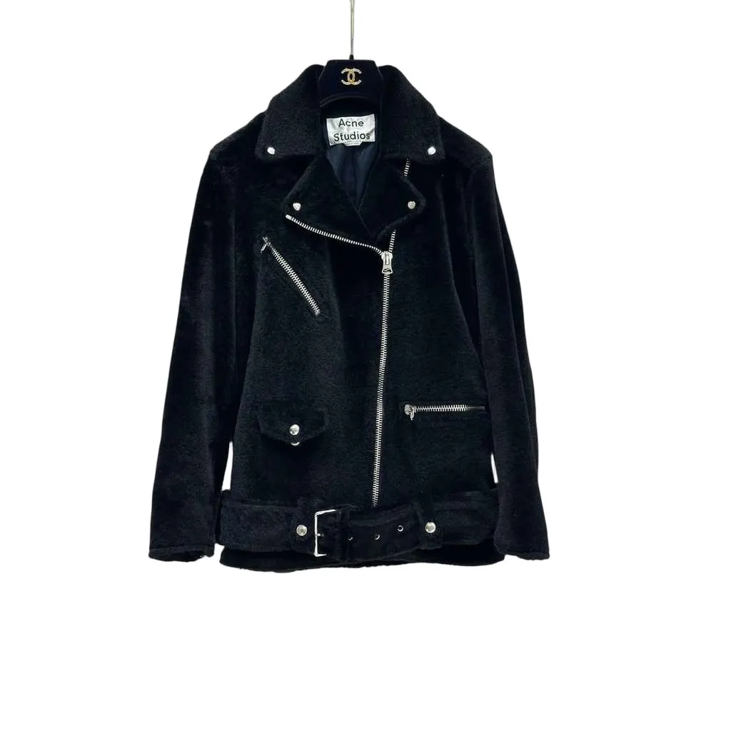 Acne Studios Biker Jacket Black Leather Very good - Front View