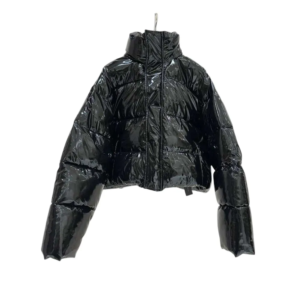Balenciaga Lacquered Puffer Jacket Black Cotton Good - Front View