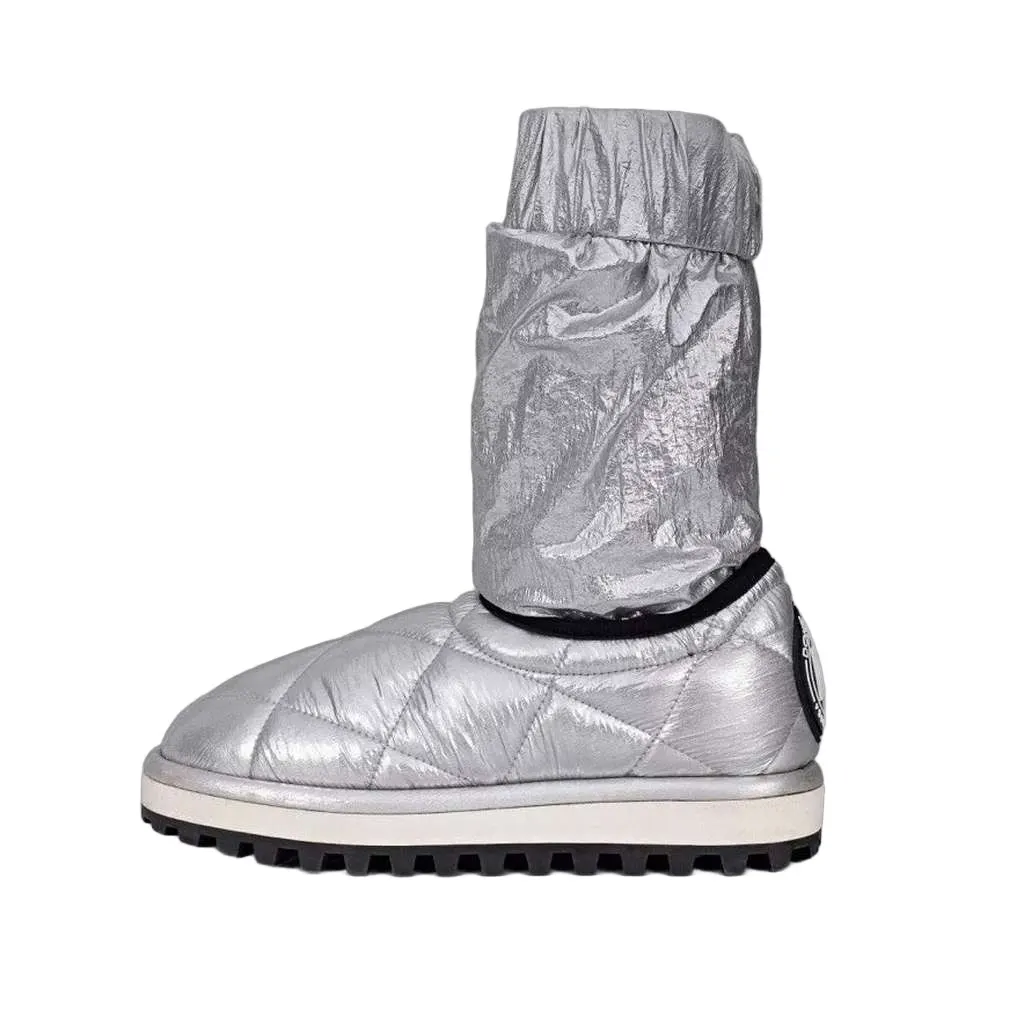 Dolce & Gabbana Elastic Ankle Boots Silver Leather Very good - Front View