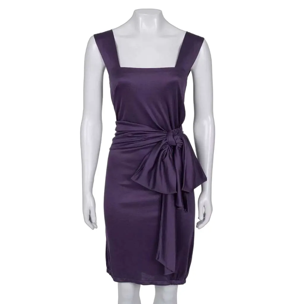 Saint Laurent Violet 100% Belted Dress Black Silk Very good - Front View