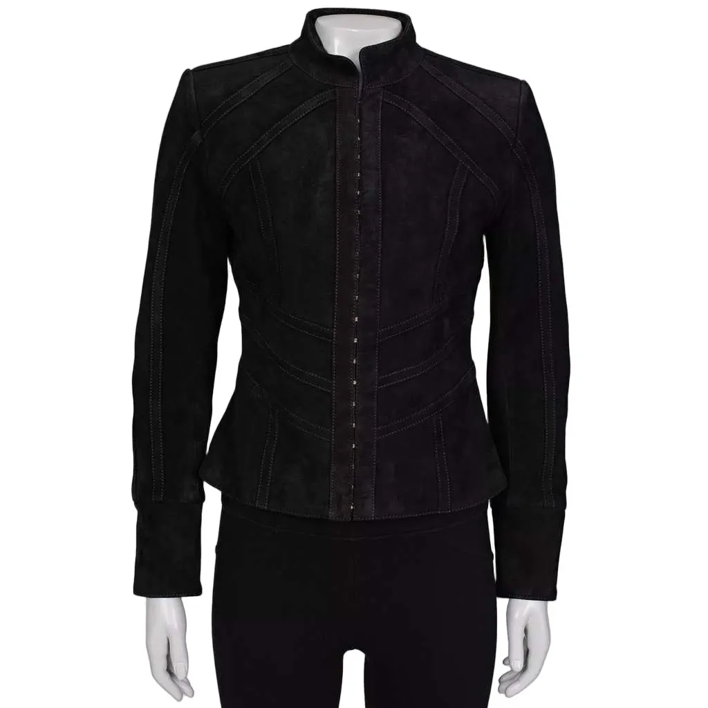 Balmain Jacket with Hardware Black Cotton Very good - Front View