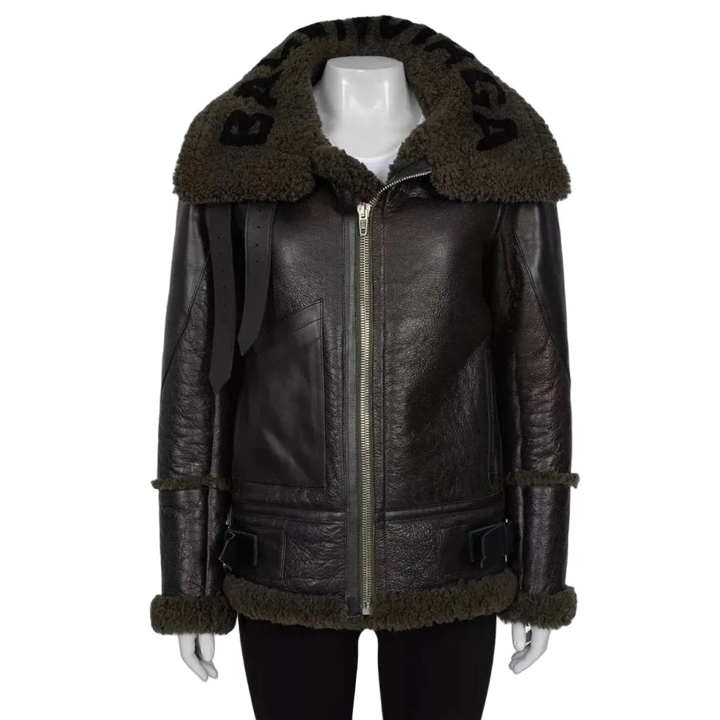 Balenciaga Sheepskin Oversized Coat Green Cotton Very good - Front View