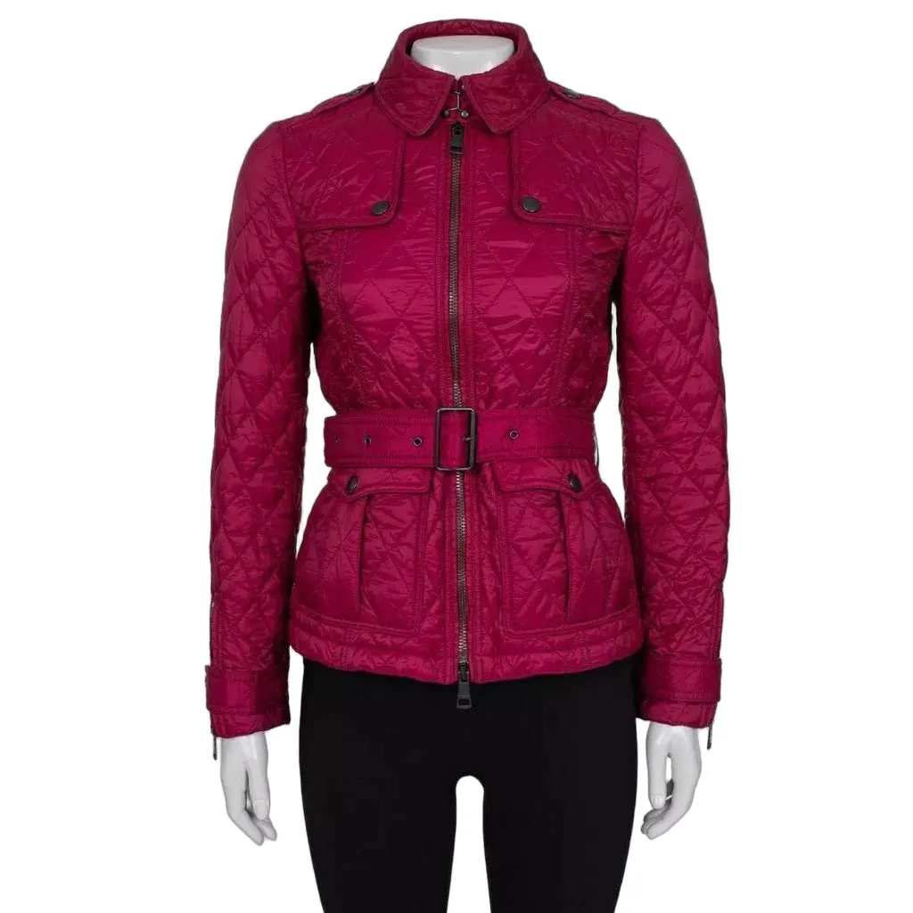 Burberry Fitted Jacket Pink Polyamide Very good - Front View