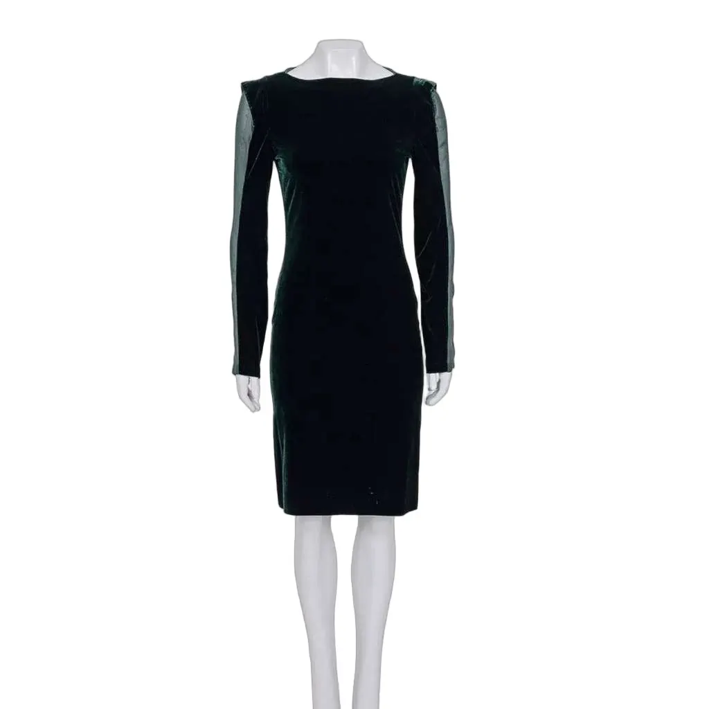 Jean Paul Gaultier Sheer Insert Dress Green Silk Very good - Front View