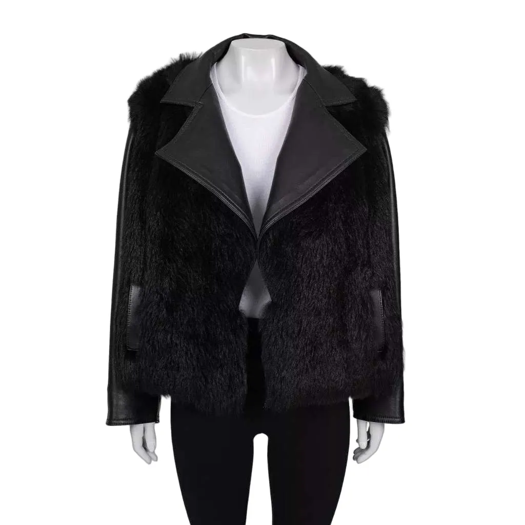 Balmain Lambskin Jacket Black Leather Very good - Front View