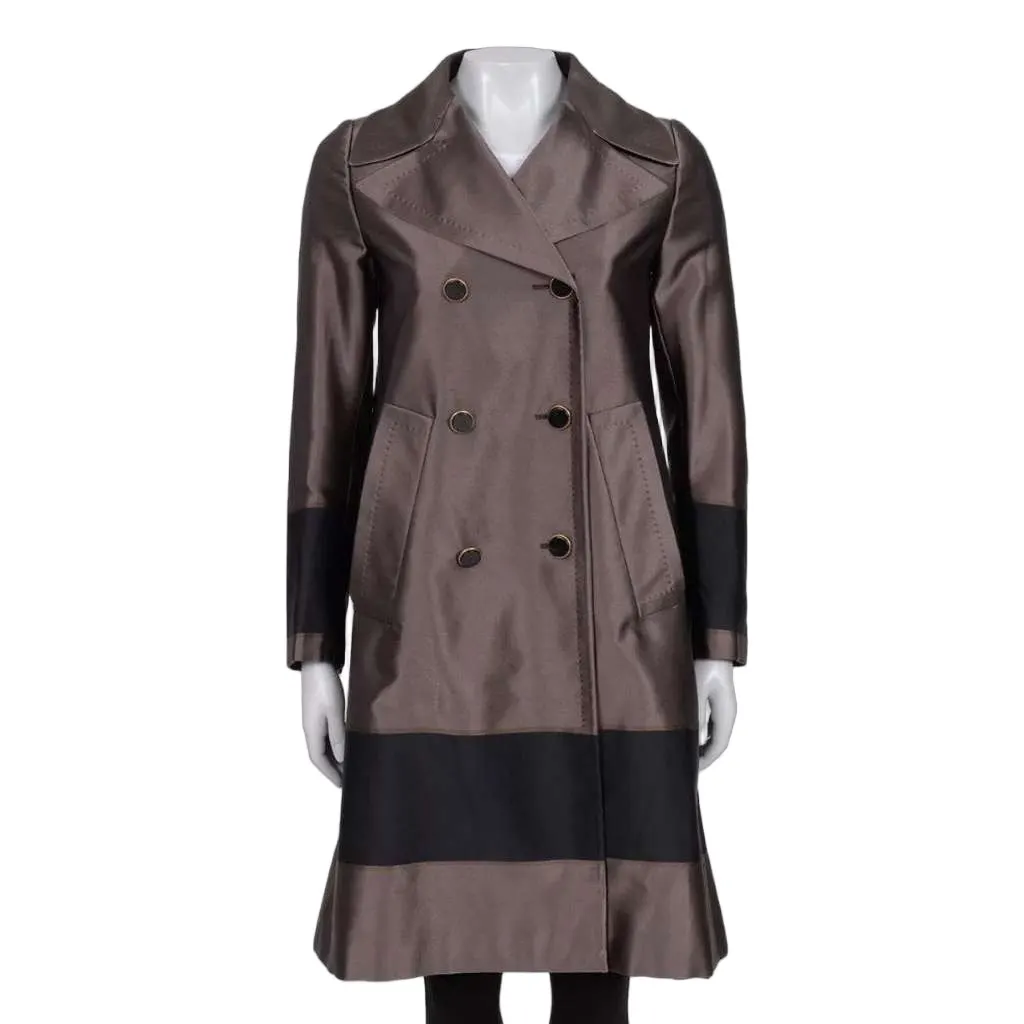 Gucci Double Breasted A Line Coat Black Cotton Very good - Front View