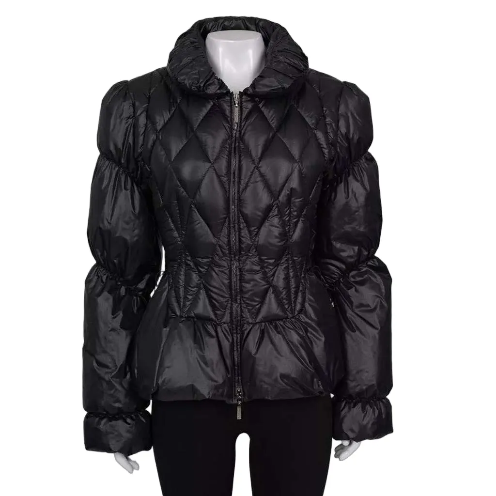 Roberto Cavalli Quilted Lace Up Jacket Black Lace Very good - Front View