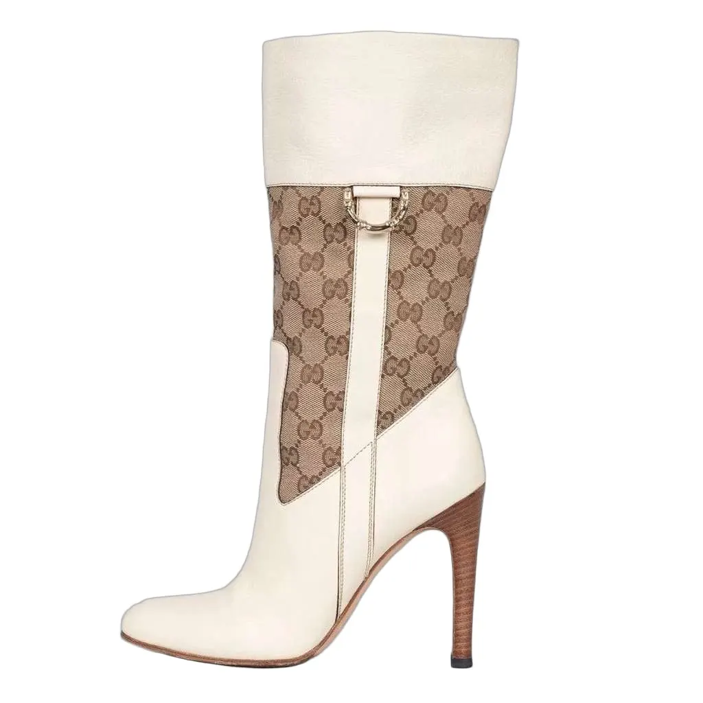 Gucci Ankle Boots White Leather Very good - Front View