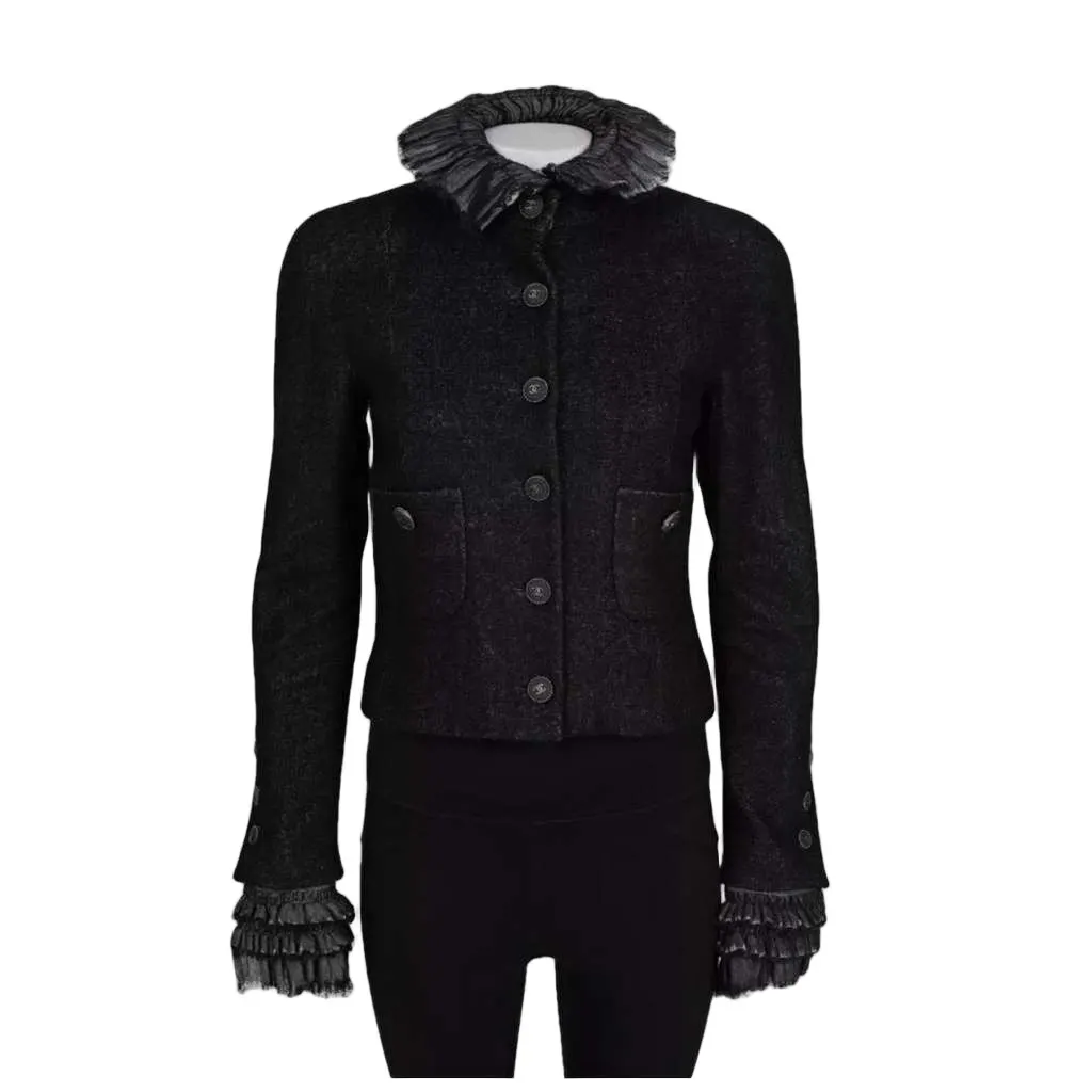 Chanel 2013 Cropped Jacket Black Cotton Never worn, with tag - Front View