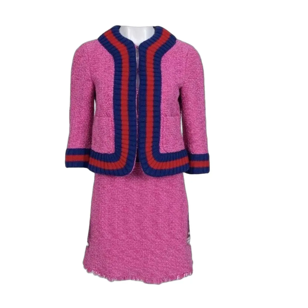 Gucci Skirt Suit Versatile Pink Tweed Very good - Front View