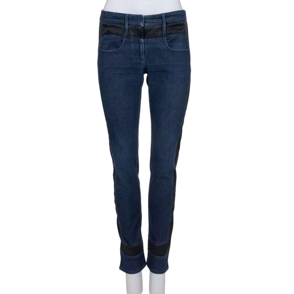 Chanel Dark Accent Panels Skinny Jeans Blue Cotton Very good - Front View