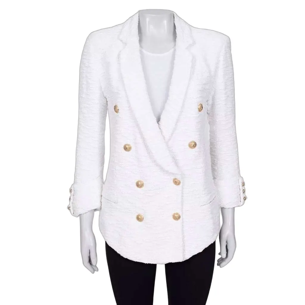 Balmain Double Breasted Jacket White Cotton Very good - Front View