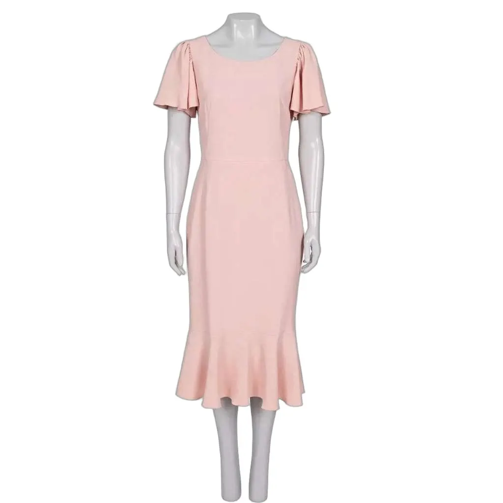 Dolce & Gabbana Viscose Flounce Hem Fitted Dress Pink Silk Very good - Front View